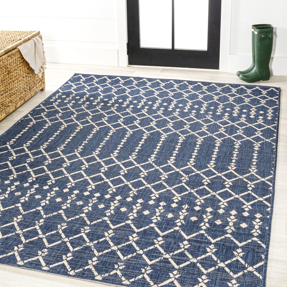 Ourika Moroccan Geometric Textured Weave Indoor/Outdoor Area Rug. Picture 2
