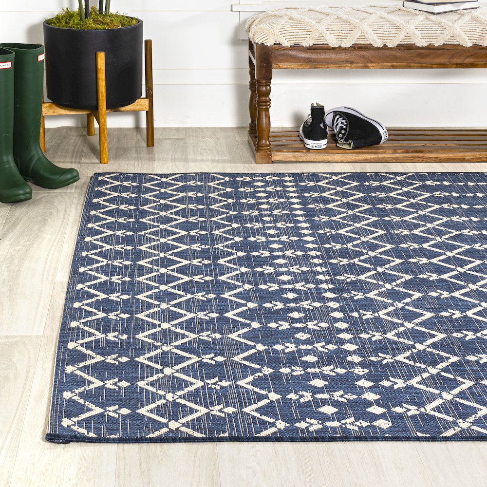 Ourika Moroccan Geometric Textured Weave Indoor/Outdoor Area Rug. Picture 3