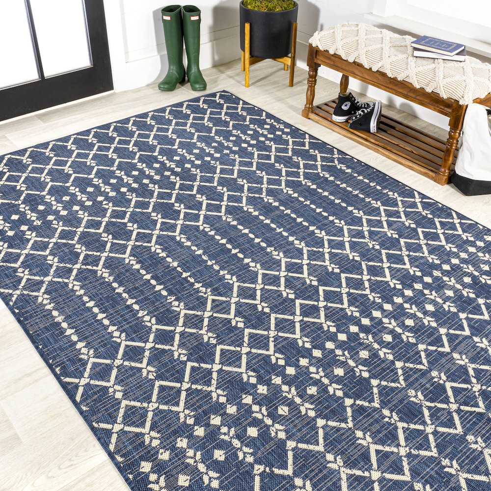 Ourika Moroccan Geometric Textured Weave Indoor/Outdoor Area Rug. Picture 4