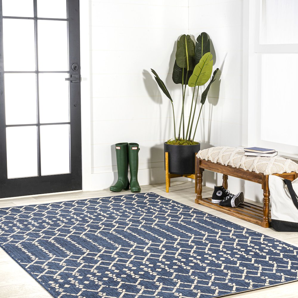 Ourika Moroccan Geometric Textured Weave Indoor/Outdoor Area Rug. Picture 5