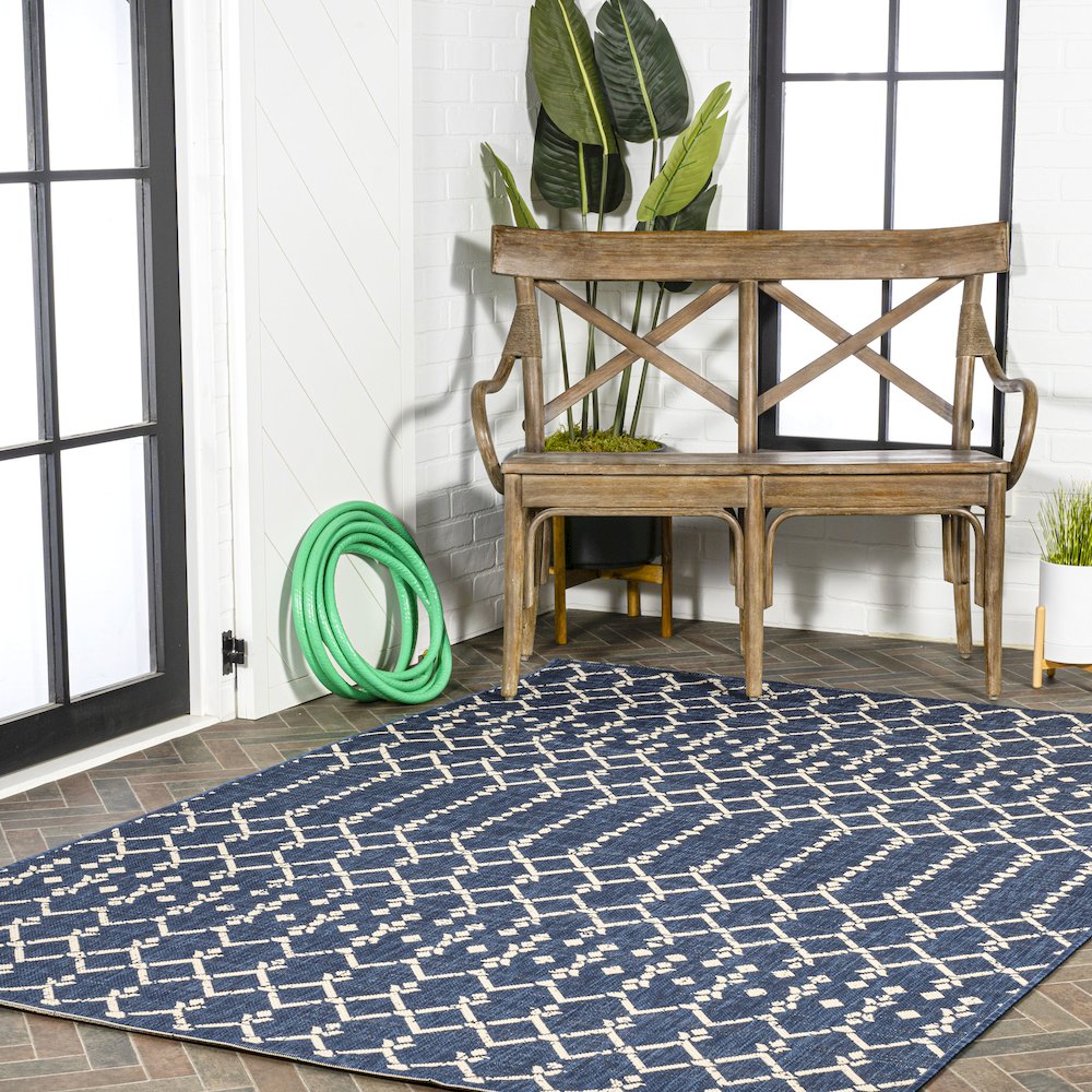 Ourika Moroccan Geometric Textured Weave Indoor/Outdoor Area Rug. Picture 9