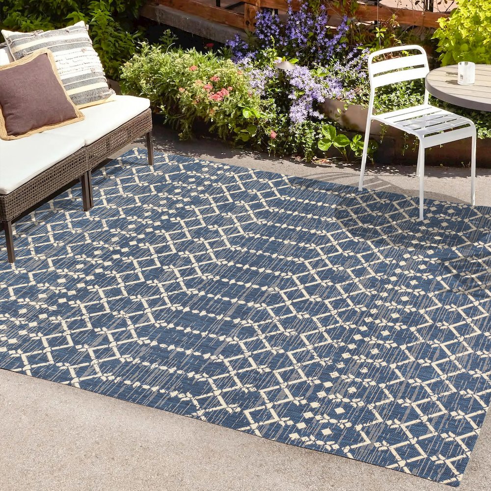 Ourika Moroccan Geometric Textured Weave Indoor/Outdoor Area Rug. Picture 6