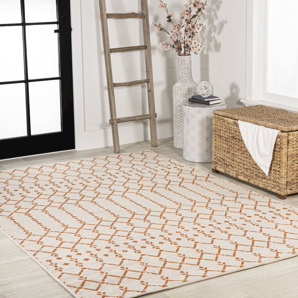 Ourika Moroccan Geometric Textured Weave Indoor/Outdoor Area Rug. Picture 5