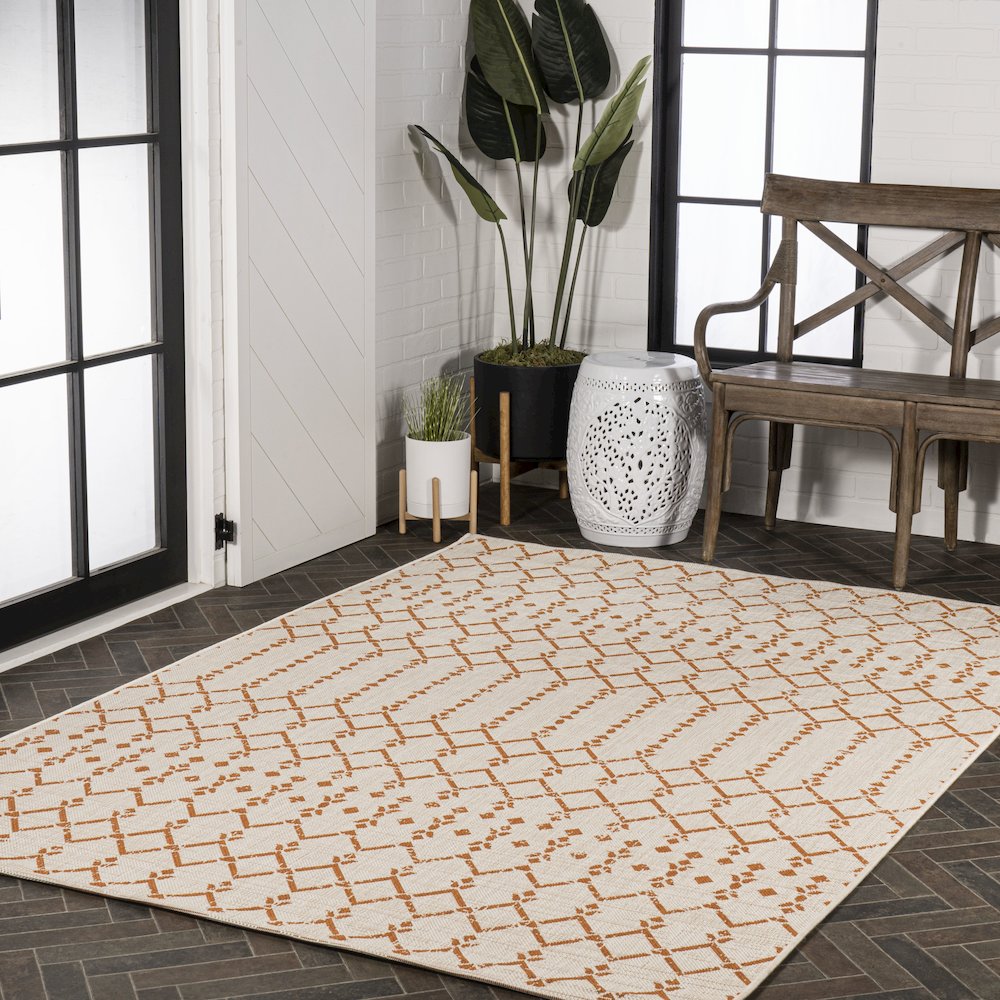 Ourika Moroccan Geometric Textured Weave Indoor/Outdoor Area Rug. Picture 9
