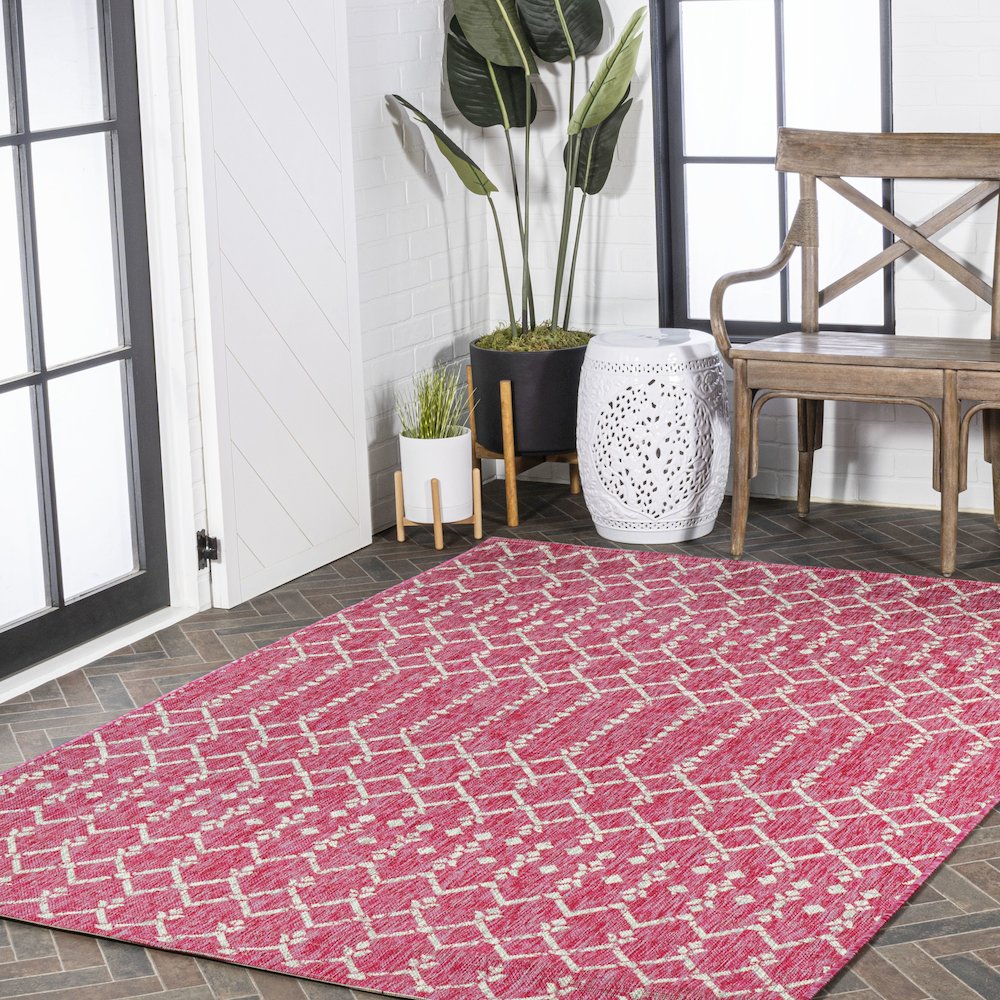 Ourika Moroccan Geometric Textured Weave Indoor/Outdoor Area Rug. Picture 9