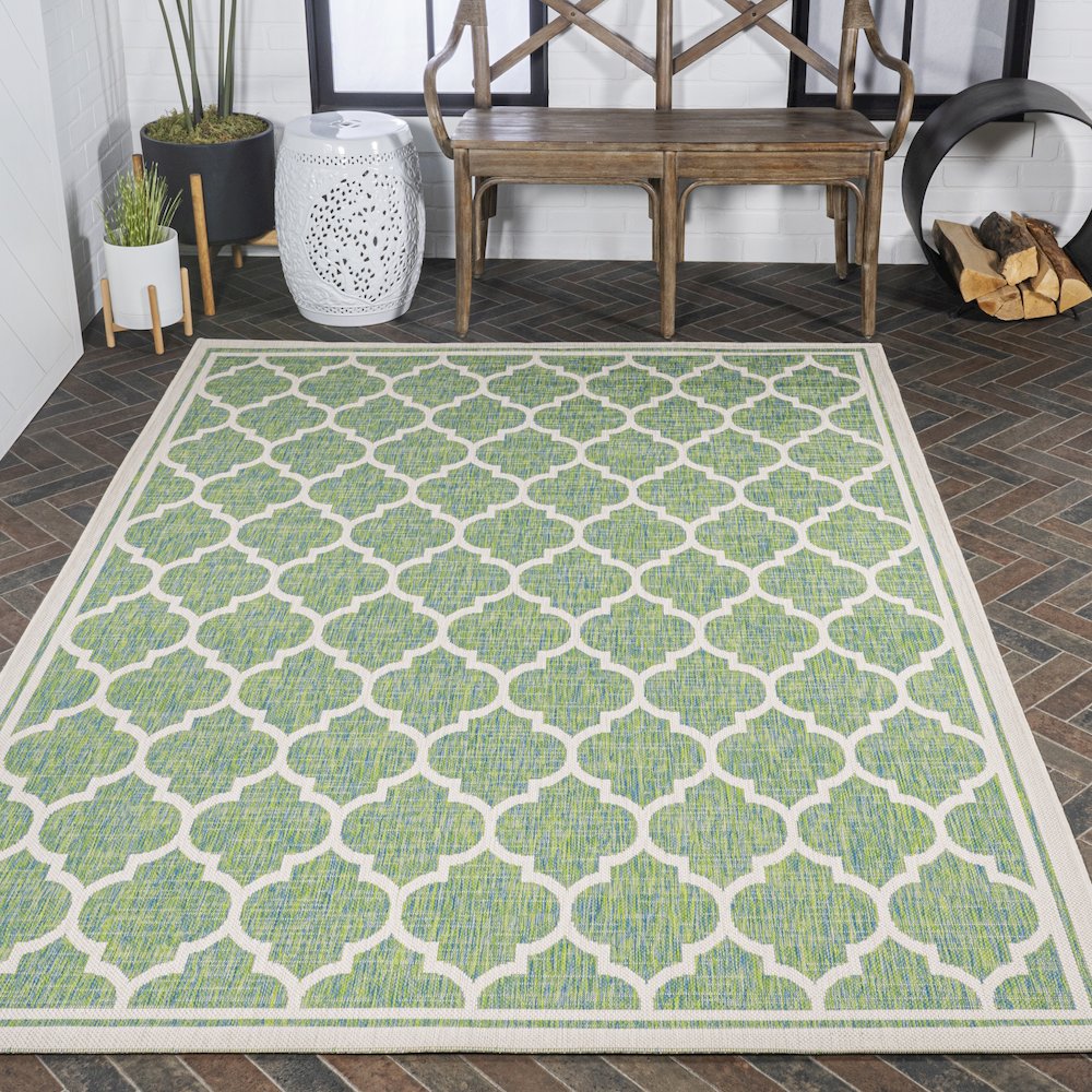 Trebol Moroccan Trellis Textured Weave Indoor/Outdoor Area Rug. Picture 8