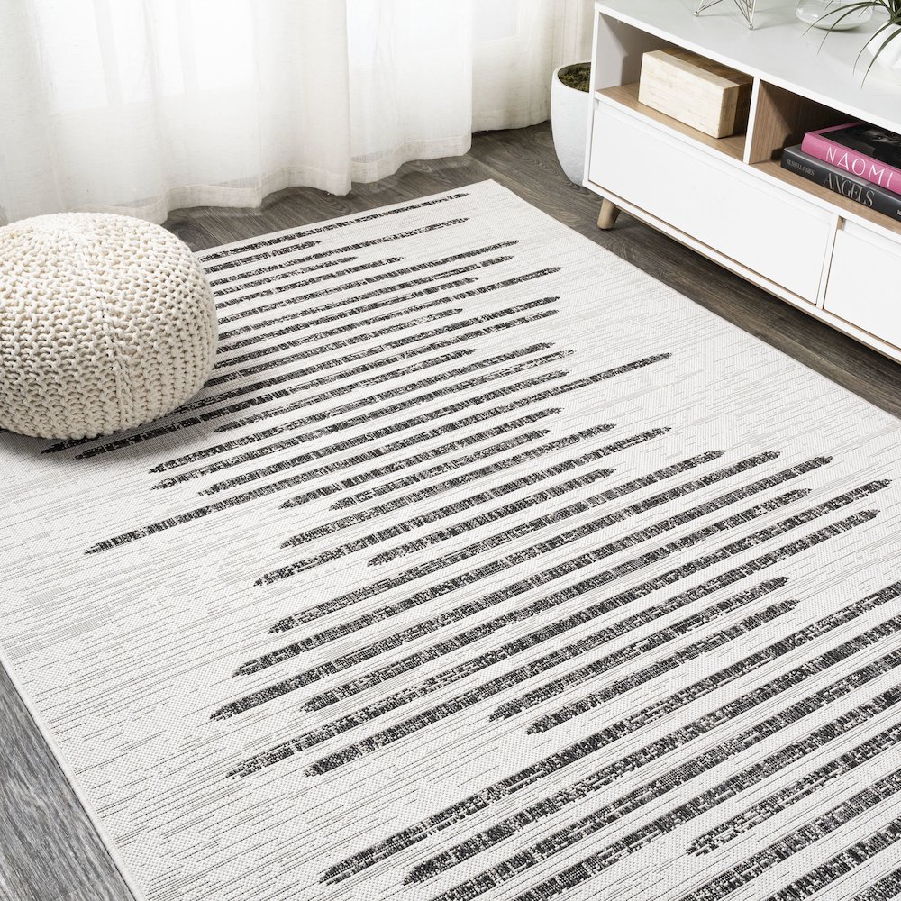 Zolak Berber Stripe Geometric Indoor/Outdoor Area Rug. Picture 4