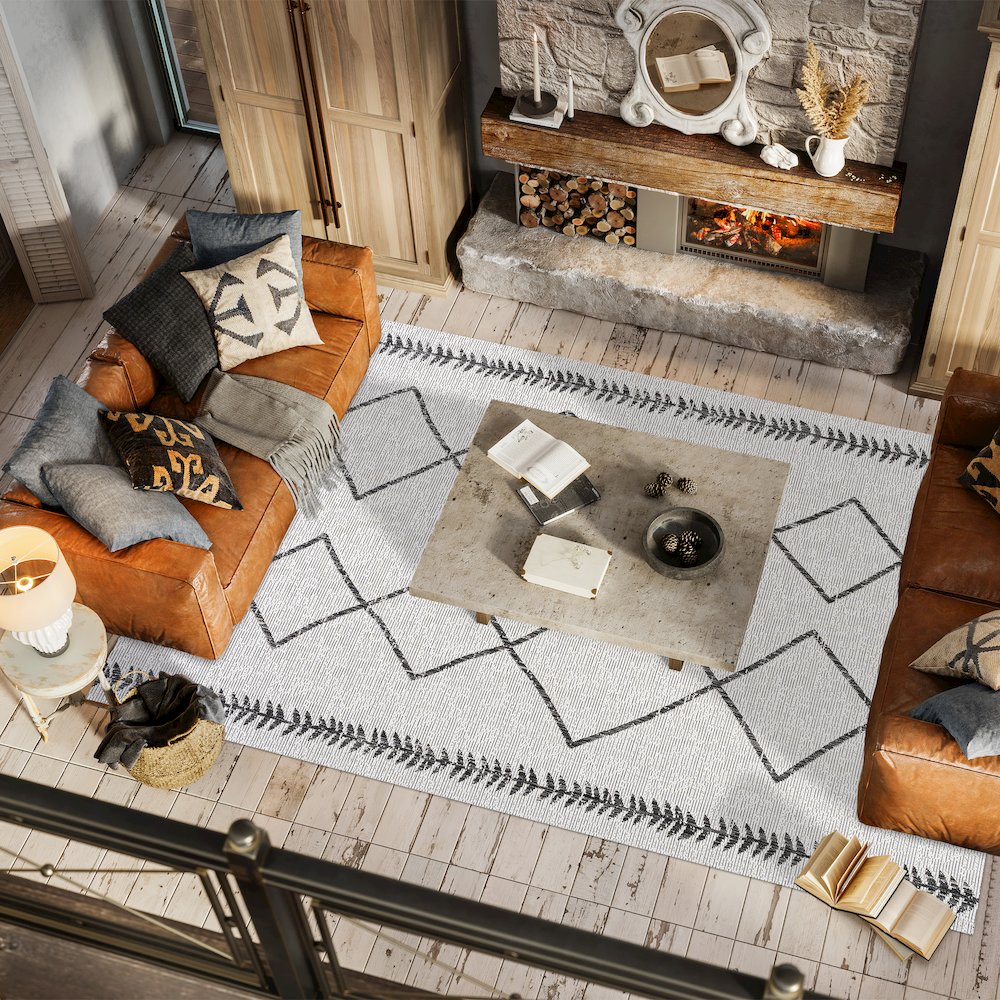Derya Tribal Diamond Trellis Indoor/Outdoor Area Rug. Picture 5