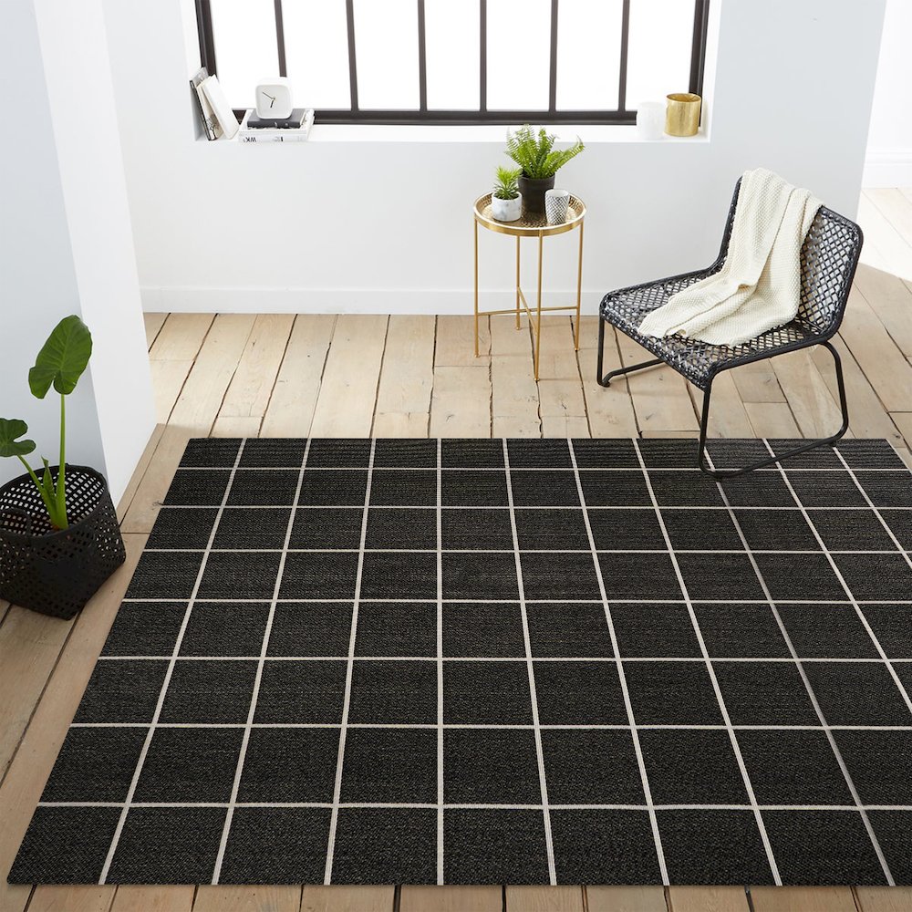 Grid Modern Squares Indoor/Outdoor Area Rug. Picture 14