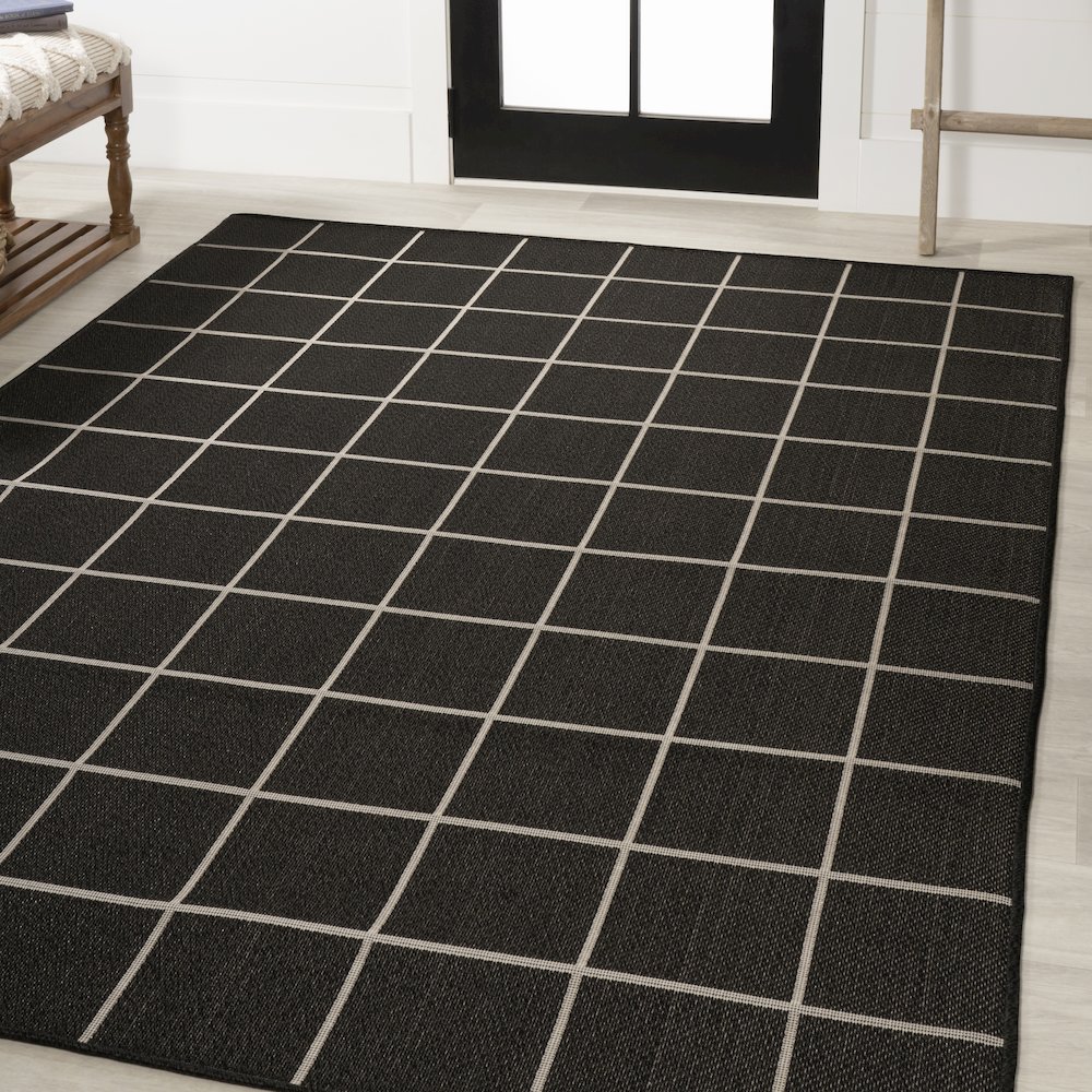 Grid Modern Squares Indoor/Outdoor Area Rug. Picture 2