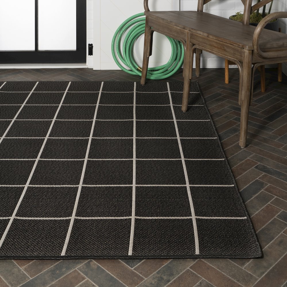 Grid Modern Squares Indoor/Outdoor Area Rug. Picture 7