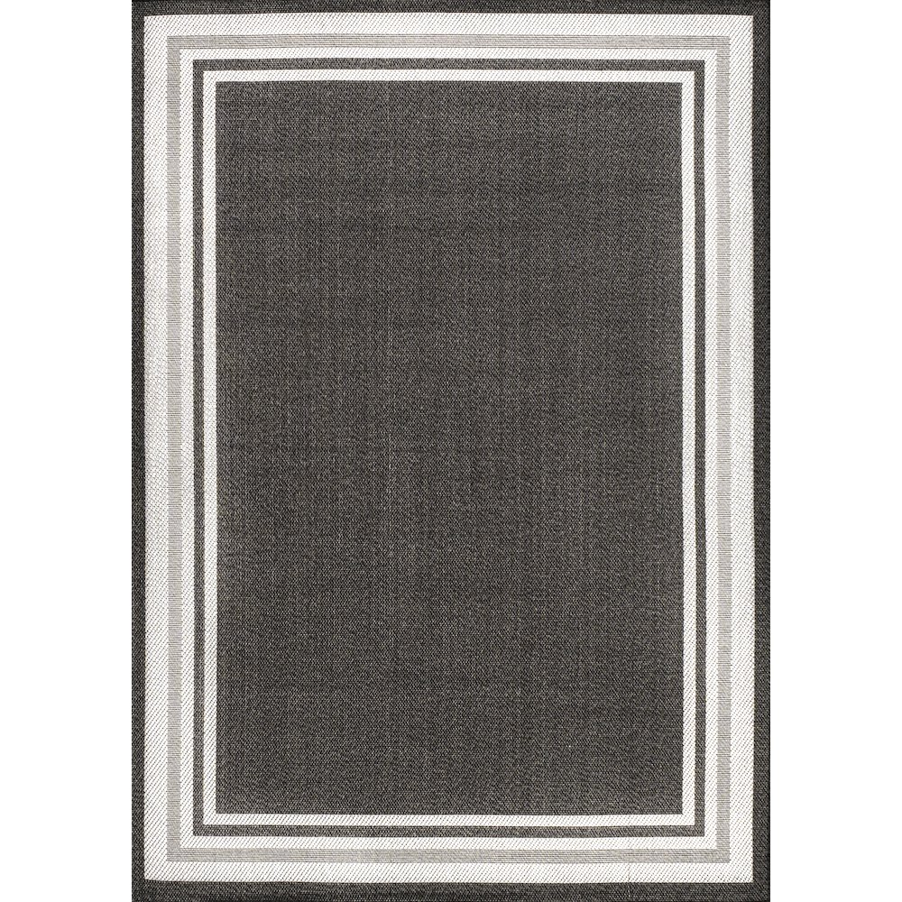 James Modern Border Stripe Indoor/Outdoor Area Rug. Picture 1