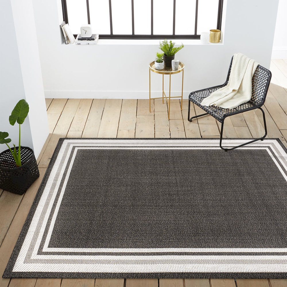 James Modern Border Stripe Indoor/Outdoor Area Rug. Picture 14