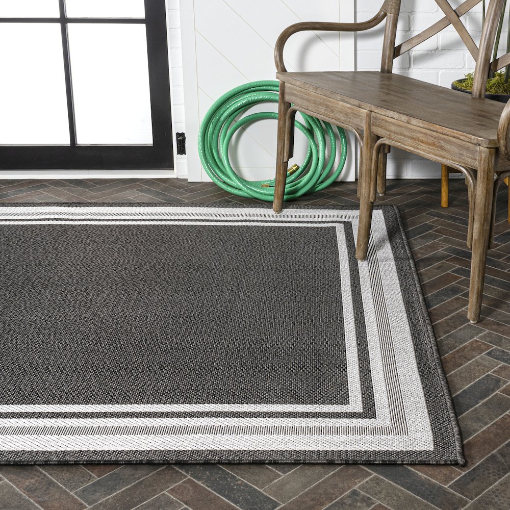 James Modern Border Stripe Indoor/Outdoor Area Rug. Picture 7