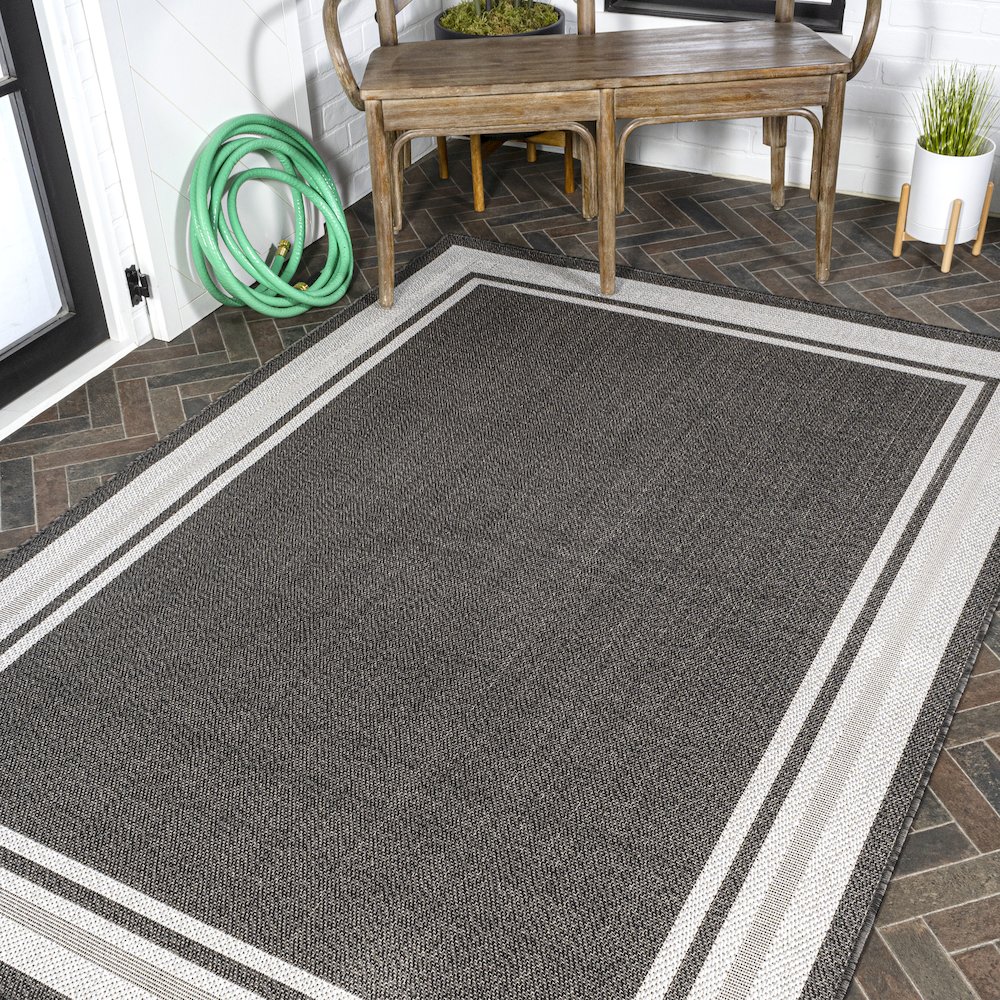 James Modern Border Stripe Indoor/Outdoor Area Rug. Picture 8