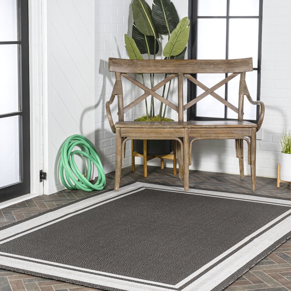 James Modern Border Stripe Indoor/Outdoor Area Rug. Picture 9