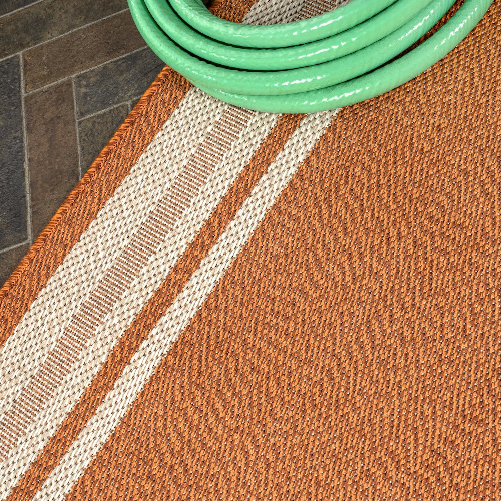 James Modern Border Stripe Indoor/Outdoor Area Rug. Picture 11