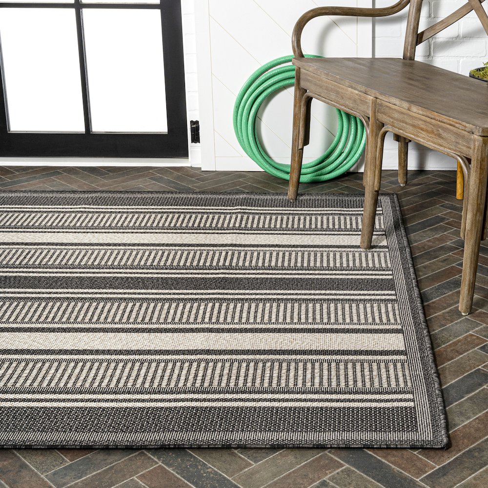 Haynes Modern Double Stripe Indoor/Outdoor Area Rug. Picture 7