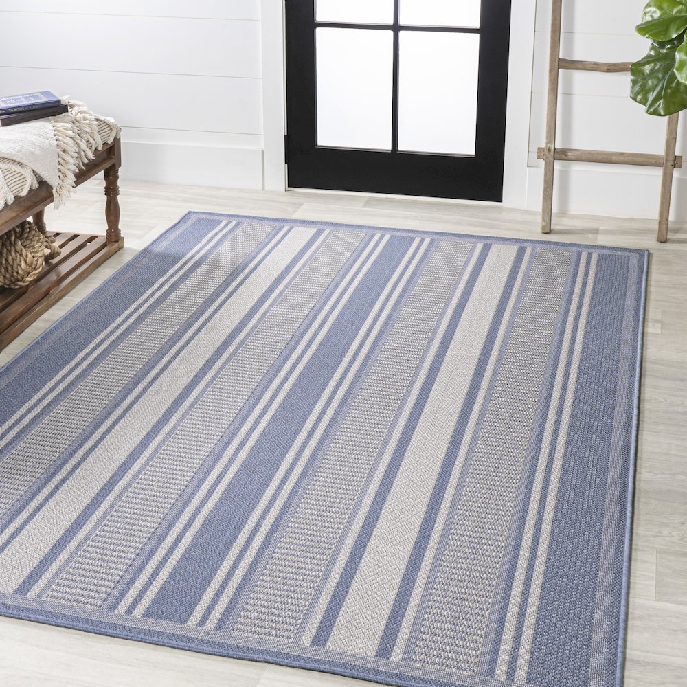 Haynes Modern Double Stripe Indoor/Outdoor Area Rug. Picture 2
