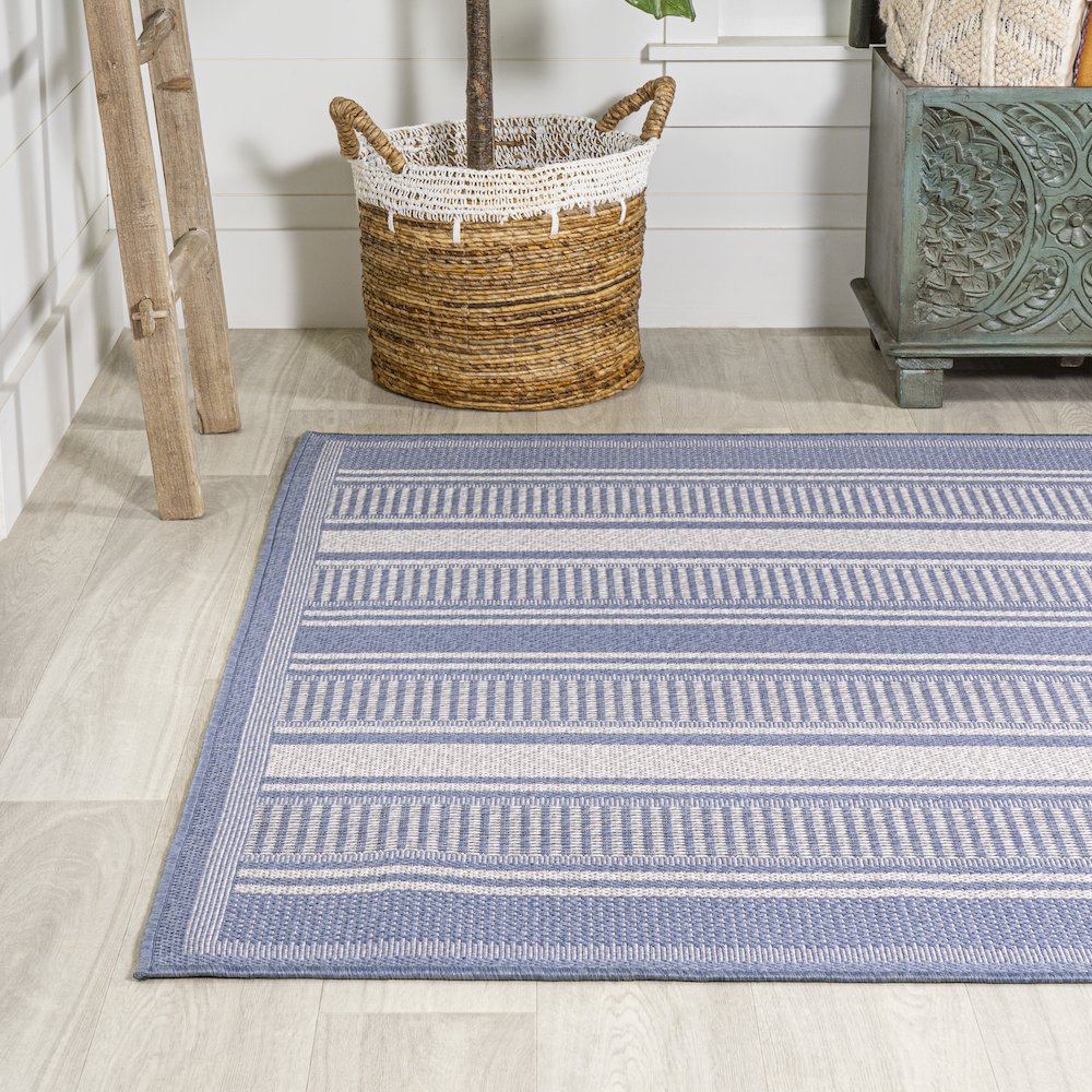 Haynes Modern Double Stripe Indoor/Outdoor Area Rug. Picture 3