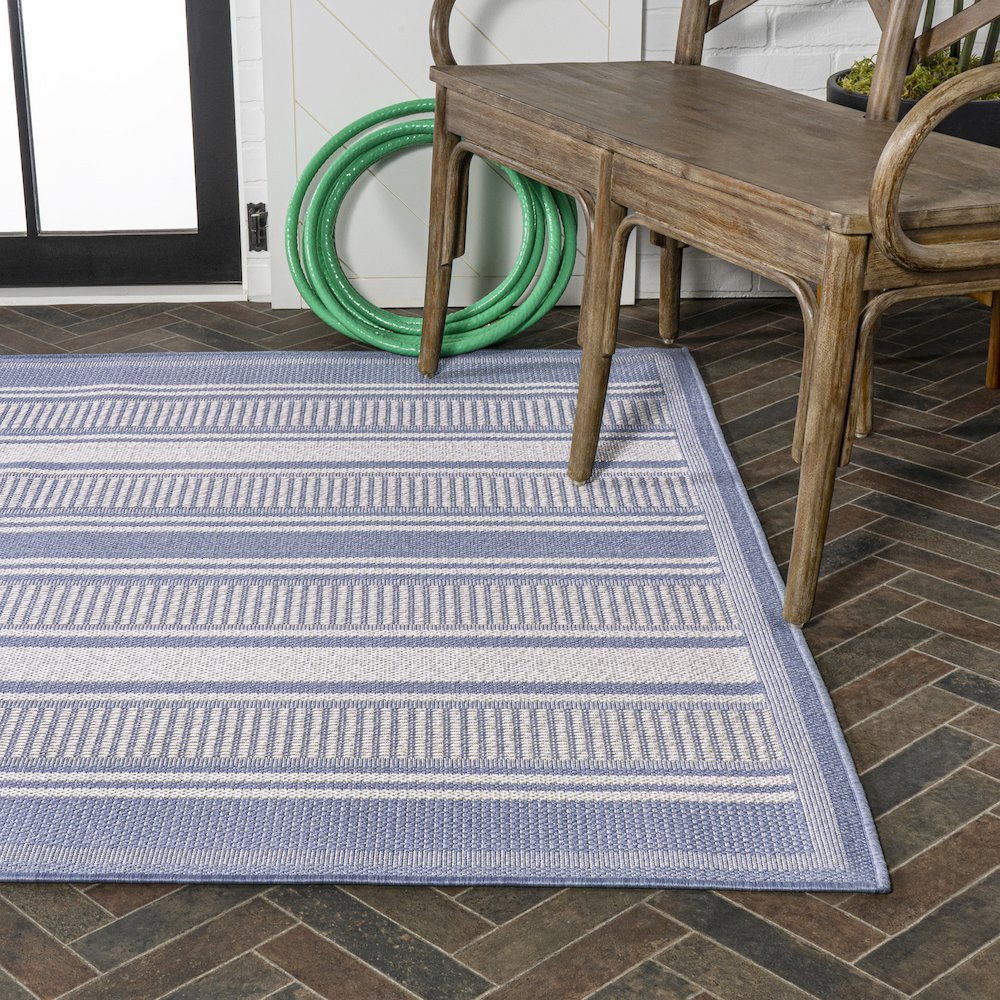 Haynes Modern Double Stripe Indoor/Outdoor Area Rug. Picture 7