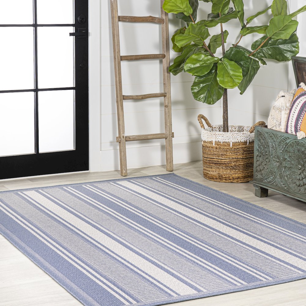 Haynes Modern Double Stripe Indoor/Outdoor Area Rug. Picture 5