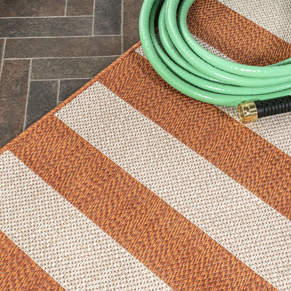 Negril Two Tone Wide Stripe Indoor/Outdoor Area Rug. Picture 11