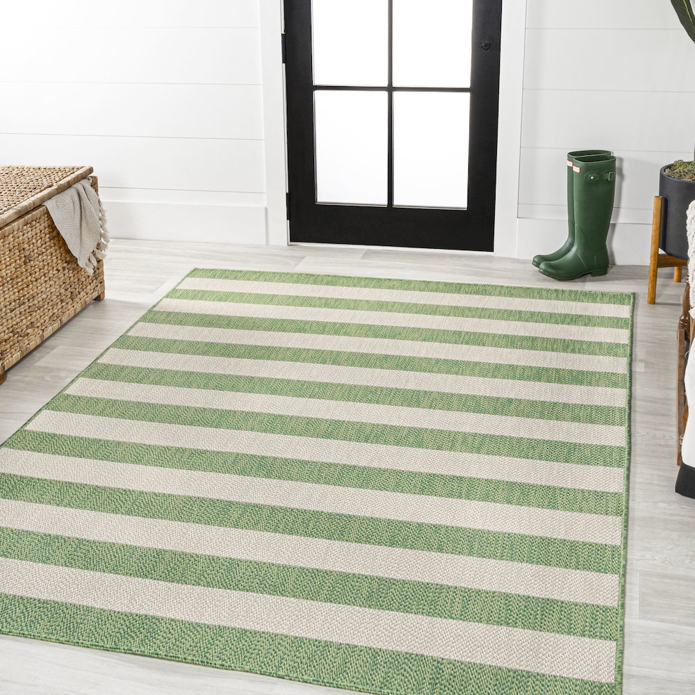 Negril Two Tone Wide Stripe Indoor/Outdoor Area Rug. Picture 2
