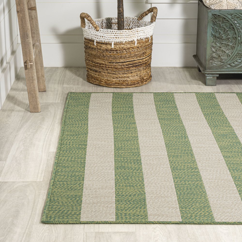 Negril Two Tone Wide Stripe Indoor/Outdoor Area Rug. Picture 3