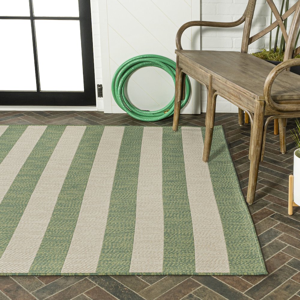 Negril Two Tone Wide Stripe Indoor/Outdoor Area Rug. Picture 7
