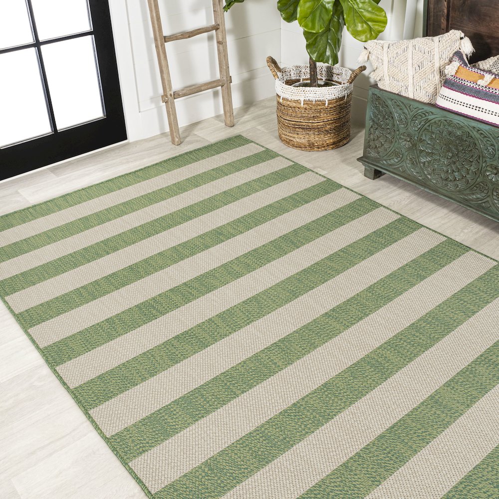 Negril Two Tone Wide Stripe Indoor/Outdoor Area Rug. Picture 4