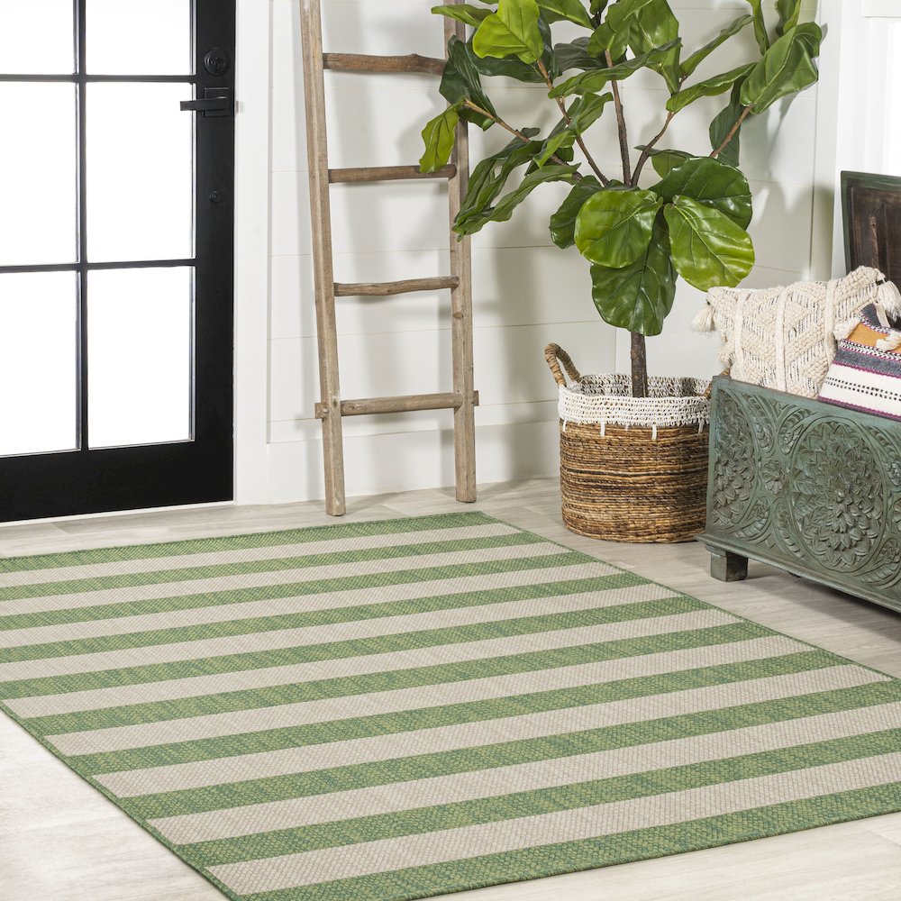 Negril Two Tone Wide Stripe Indoor/Outdoor Area Rug. Picture 5
