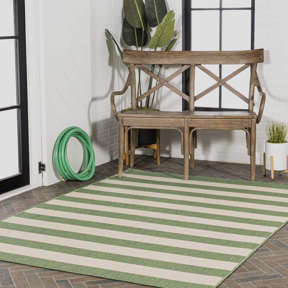 Negril Two Tone Wide Stripe Indoor/Outdoor Area Rug. Picture 9