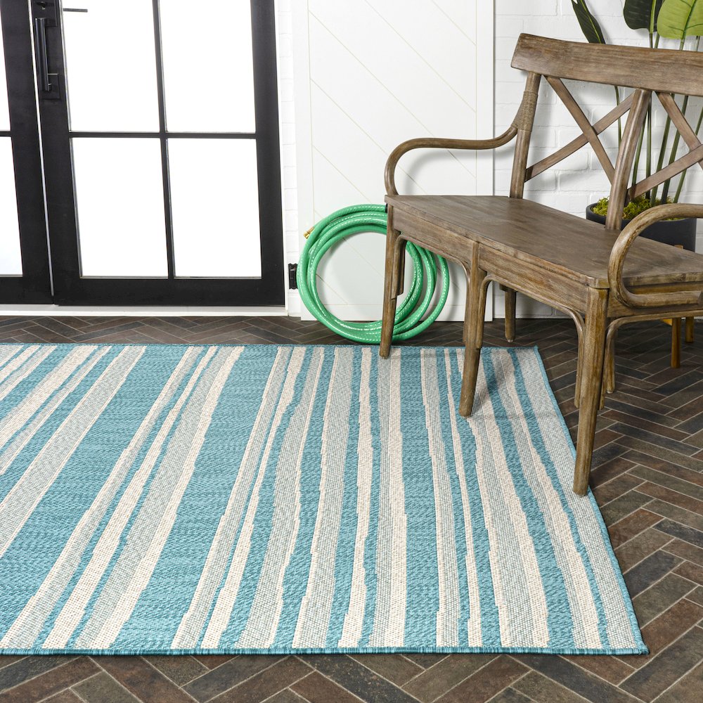 Castara Wavy Stripe Modern Indoor/Outdoor Area Rug. Picture 7
