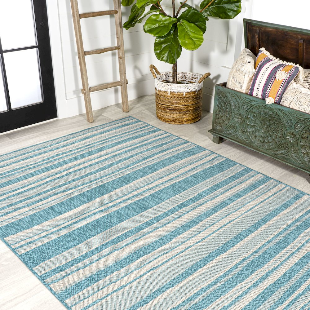 Castara Wavy Stripe Modern Indoor/Outdoor Area Rug. Picture 4