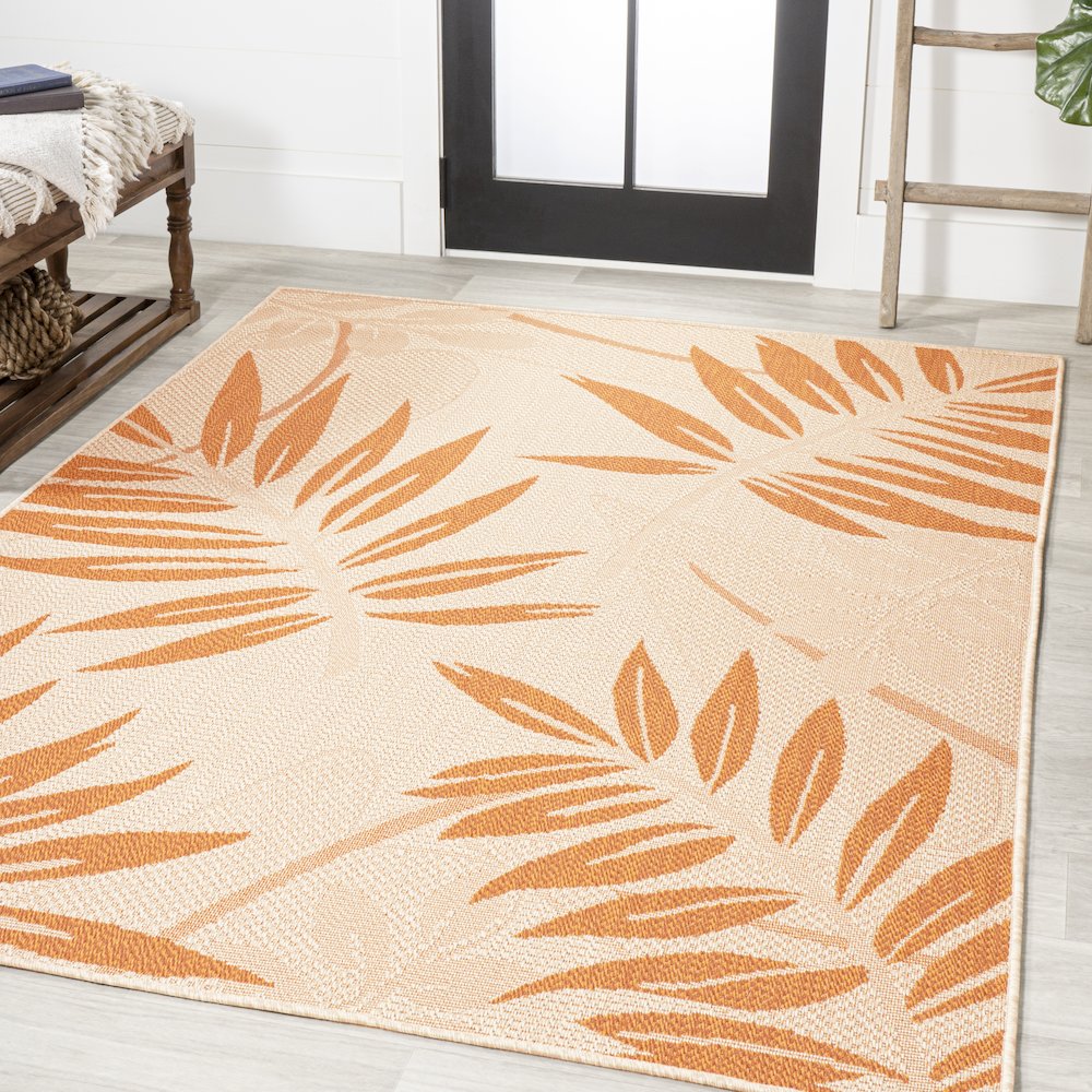 Havana Tropical Palm Leaf Indoor/Outdoor Area Rug. Picture 2