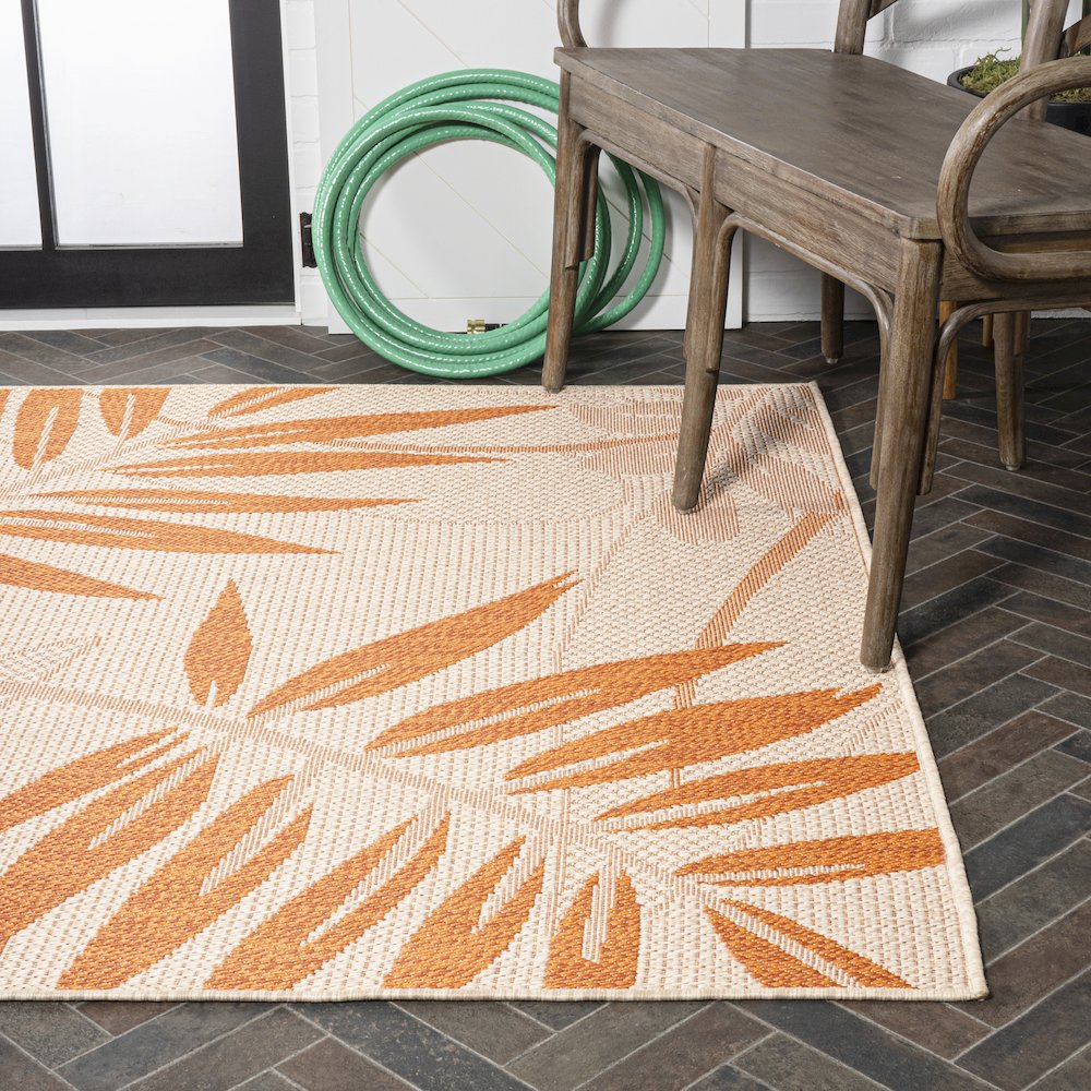 Havana Tropical Palm Leaf Indoor/Outdoor Area Rug. Picture 7