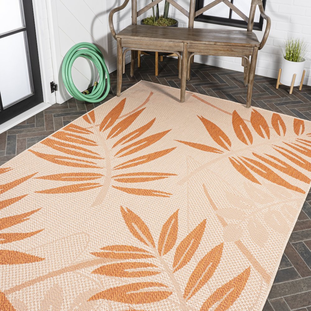 Havana Tropical Palm Leaf Indoor/Outdoor Area Rug. Picture 8