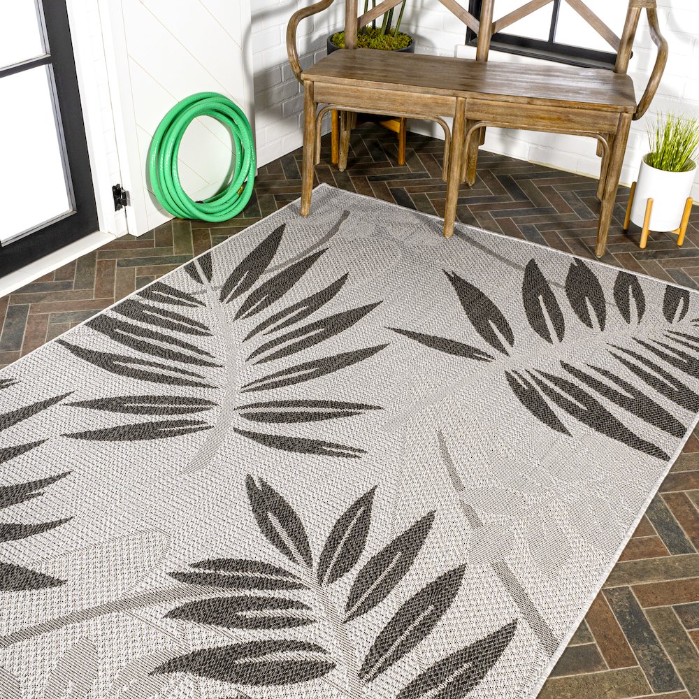 Havana Tropical Palm Leaf Indoor/Outdoor Area Rug. Picture 8