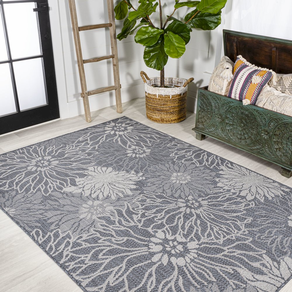 Bahamas Modern All Over Floral Indoor/Outdoor Area Rug. Picture 4