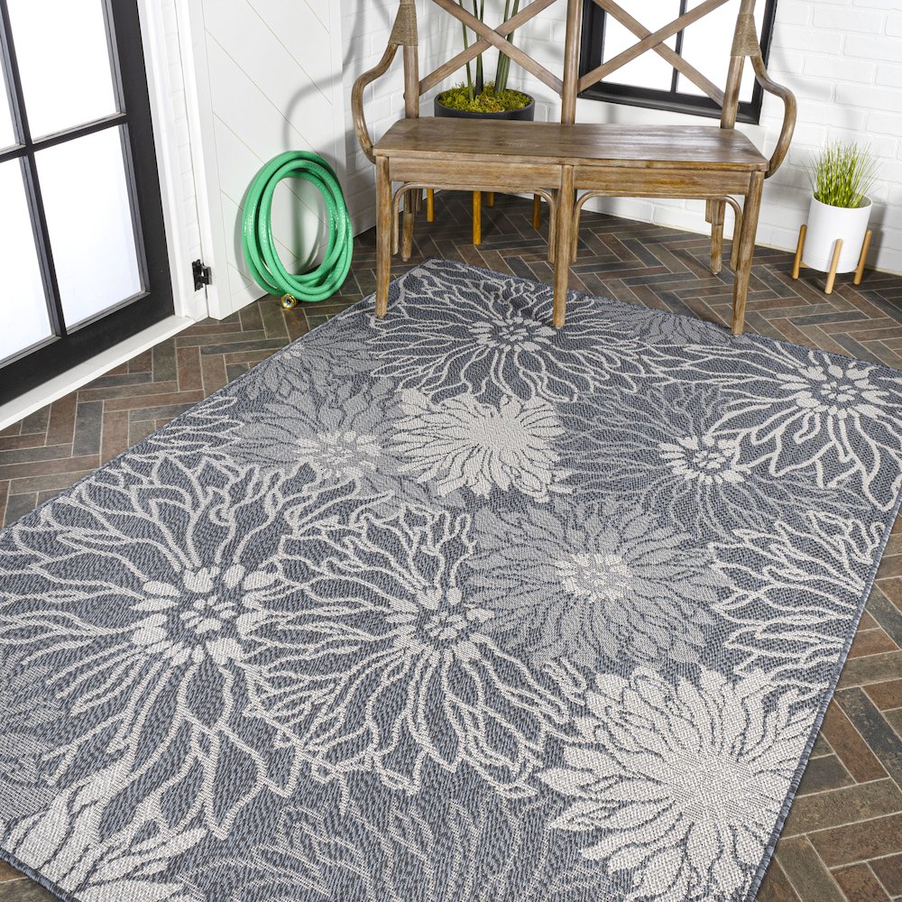 Bahamas Modern All Over Floral Indoor/Outdoor Area Rug. Picture 8
