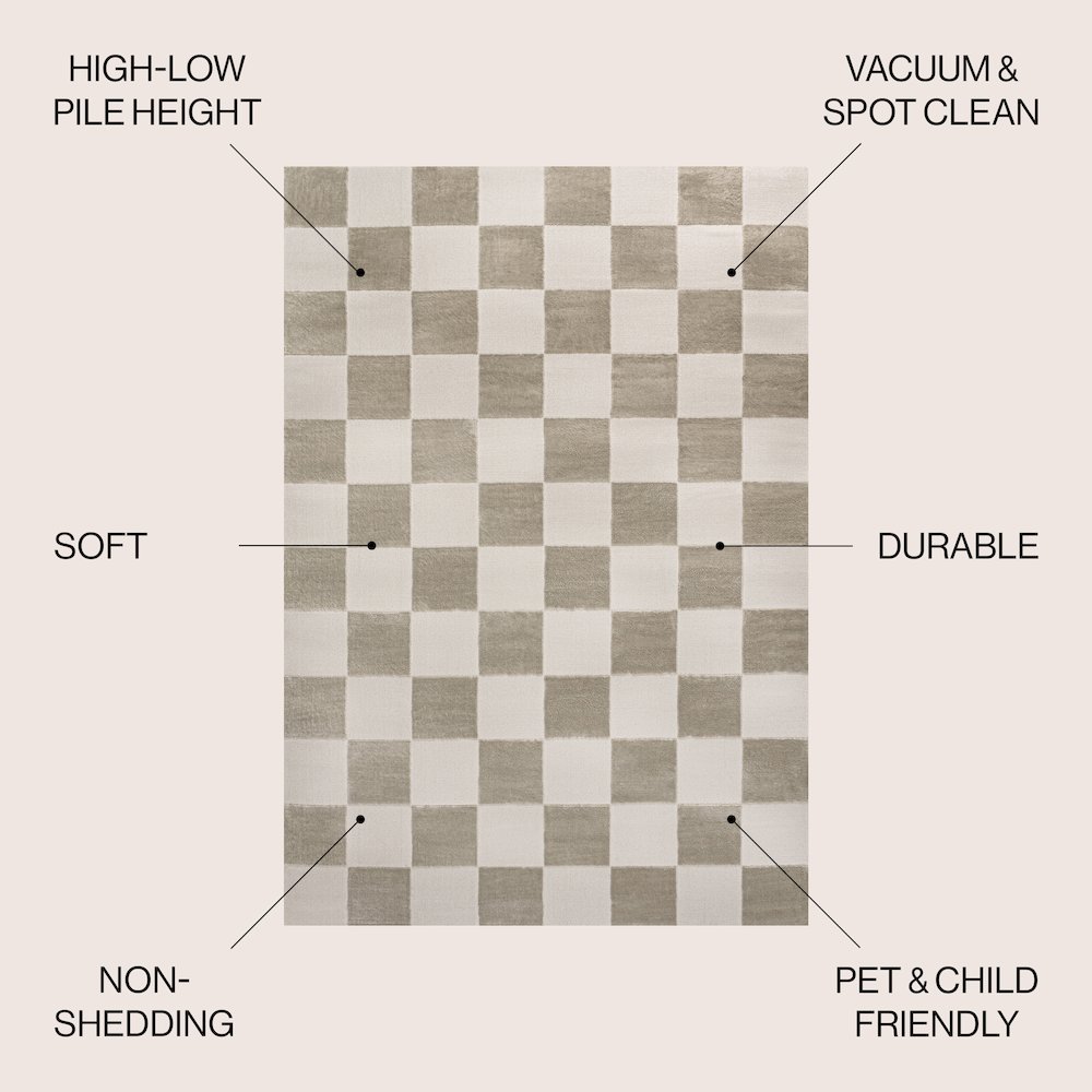 Thea Modern Geometric Checkerboard High-Low Area Rug. Picture 4