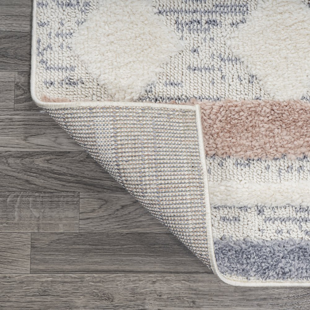 Faiza Moroccan Striped Geometric High-Low Area Rug. Picture 6