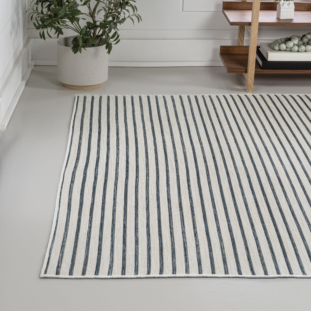 Coastal Pinstripe Reversible Machine-Washable Indoor/Outdoor Area Rug. Picture 2