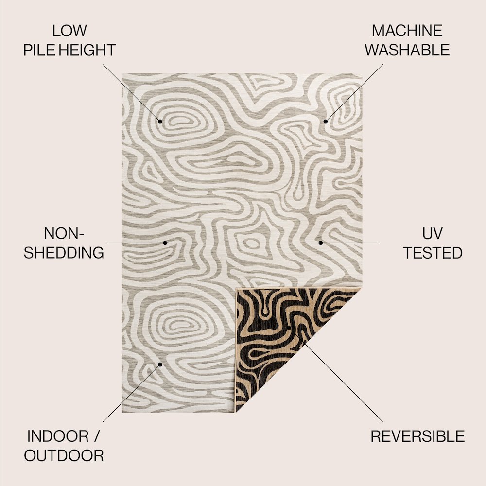 Bohemian Abstract Organic Reversible Machine-Washable Indoor/Outdoor Runner Rug. Picture 6