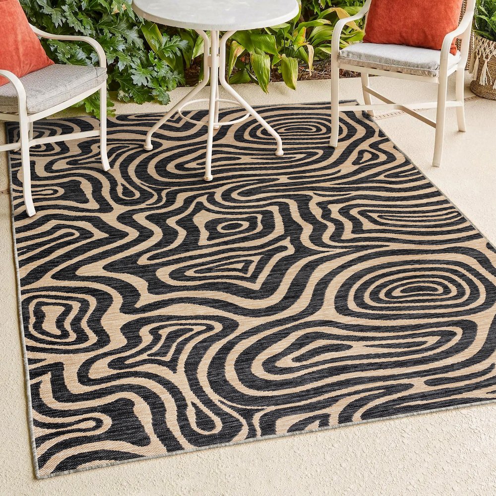 Bohemian Abstract Organic Reversible Machine-Washable Indoor/Outdoor Runner Rug. Picture 5