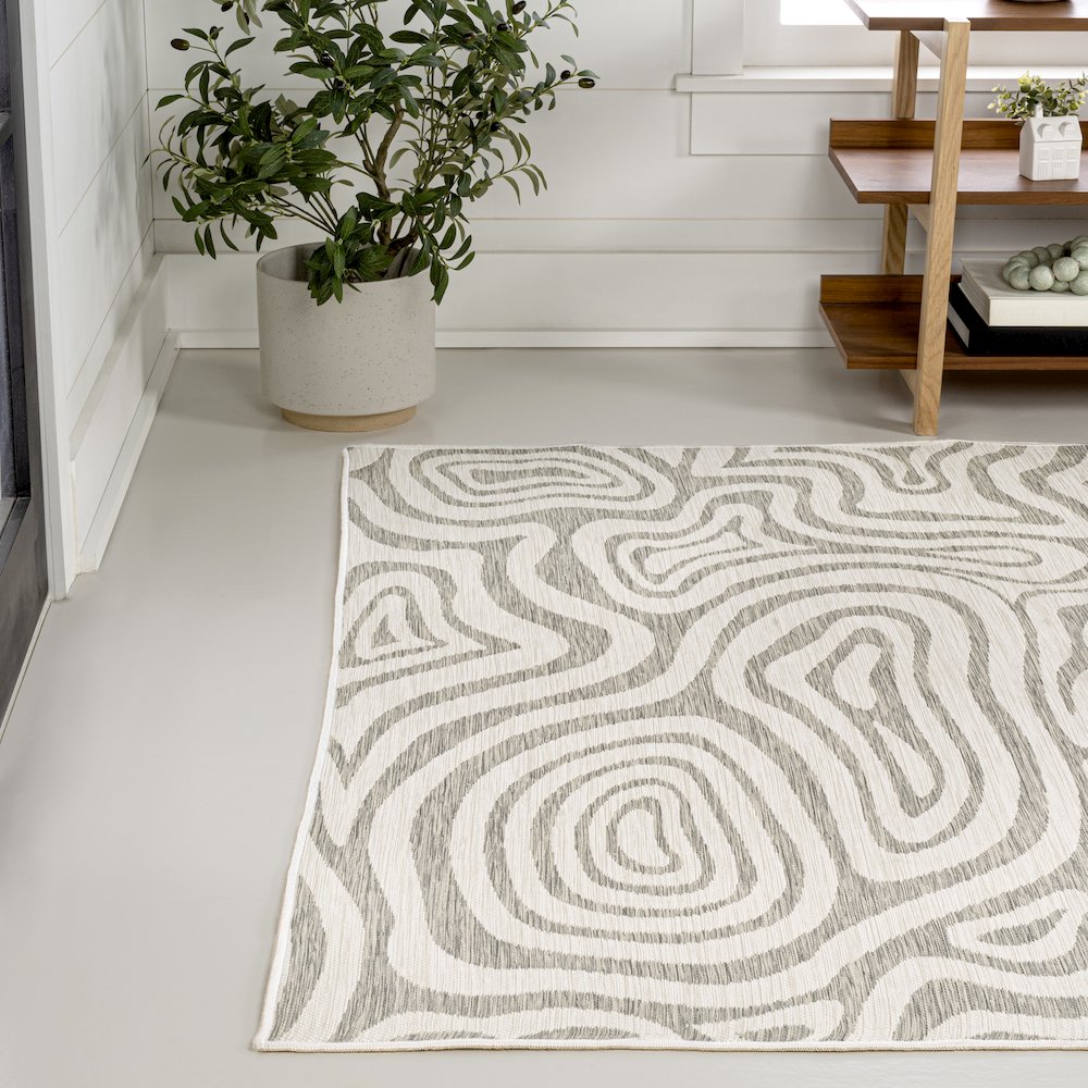 Bohemian Abstract Organic Reversible Machine-Washable Indoor/Outdoor Runner Rug. Picture 1