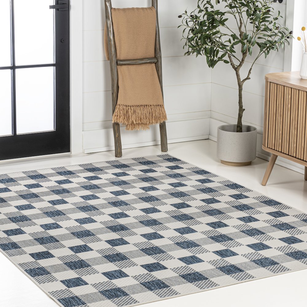 Darcy Traditional Geometric Bold Gingham Indoor/Outdoor Area Rug. Picture 3