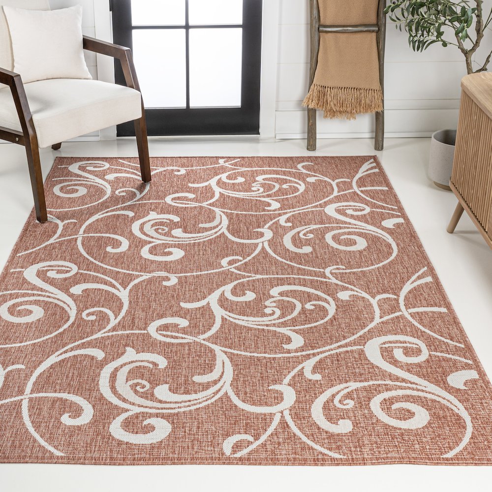 Maribel Traditional Classic All-Over Scroll Indoor/Outdoor Area Rug. Picture 2