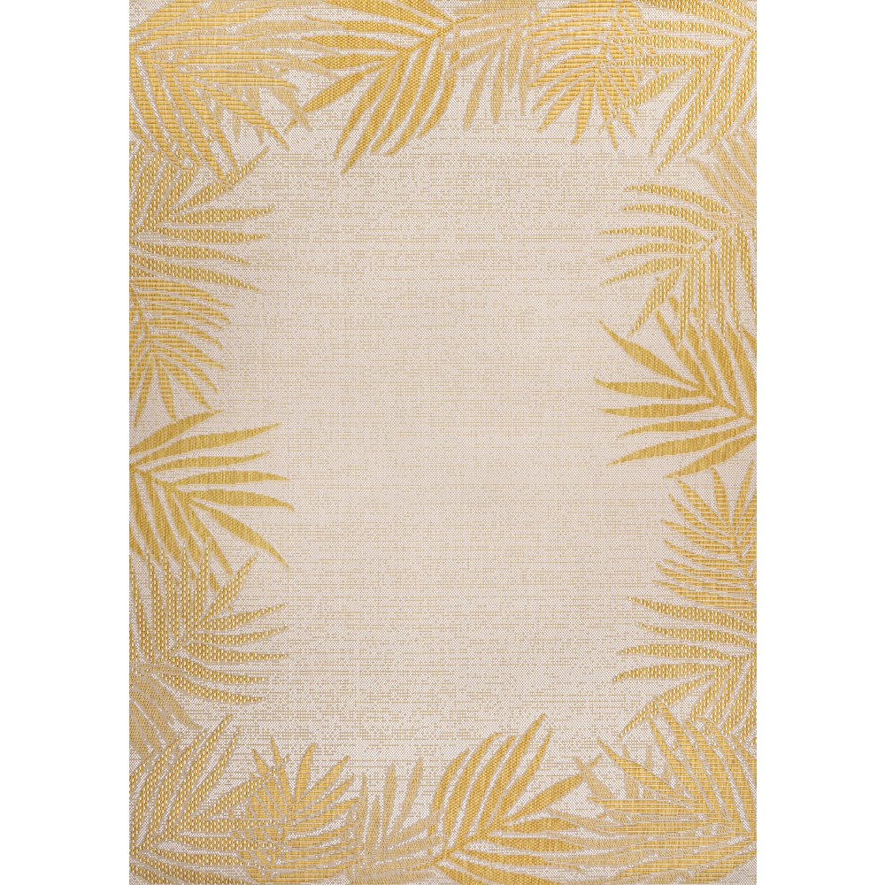 Isla Coastal Cottage Palm Frond Border Indoor/Outdoor Area Rug. Picture 2